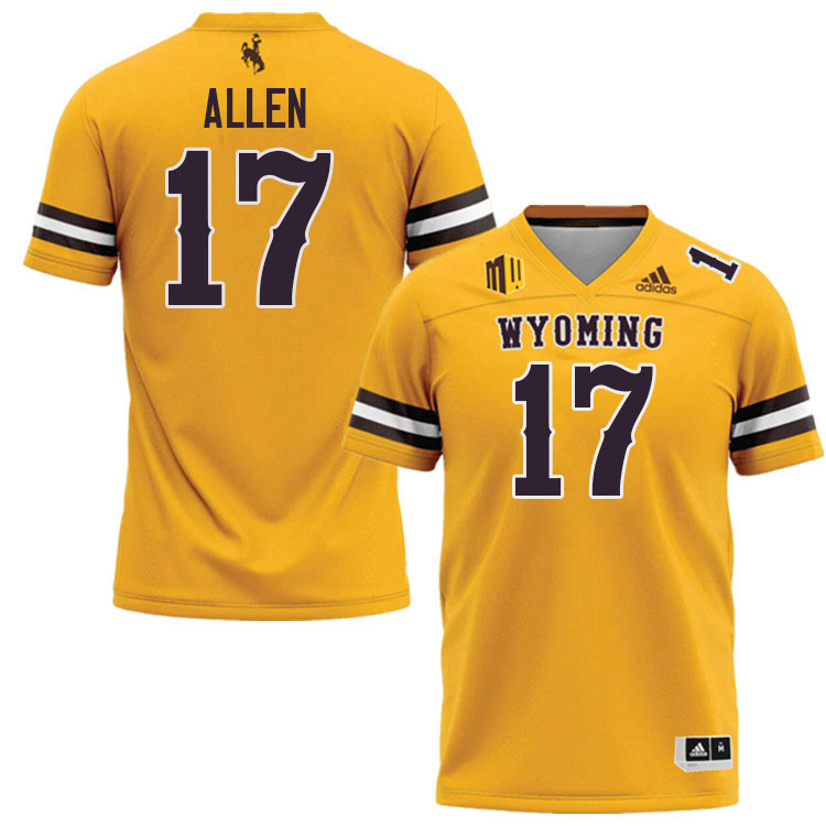 Wyoming Cowboys #17 Josh Allen College Football Jerseys,Uniforms-Gold